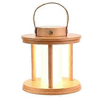 LED Solid Wood Lantern Nightlight - Bedroom Bedside & Camping Atmosphere Lamp, Portable and Eco-Frie