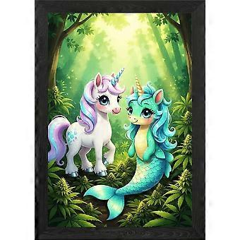 Einhorn-Meerjungfrauen-Wald-Stressabbau-Puzzle H0264