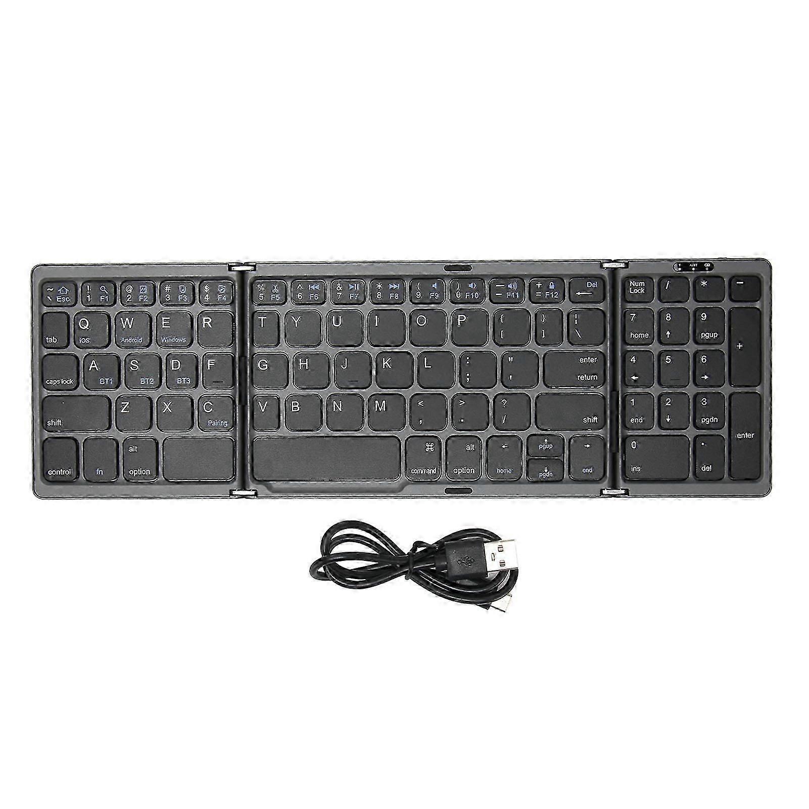 Foldable Bluetooth Keyboard with Numeric Key 81 Keys Battery Powered Type C Interface Pocket Size Bluetooth Keyboard for PC