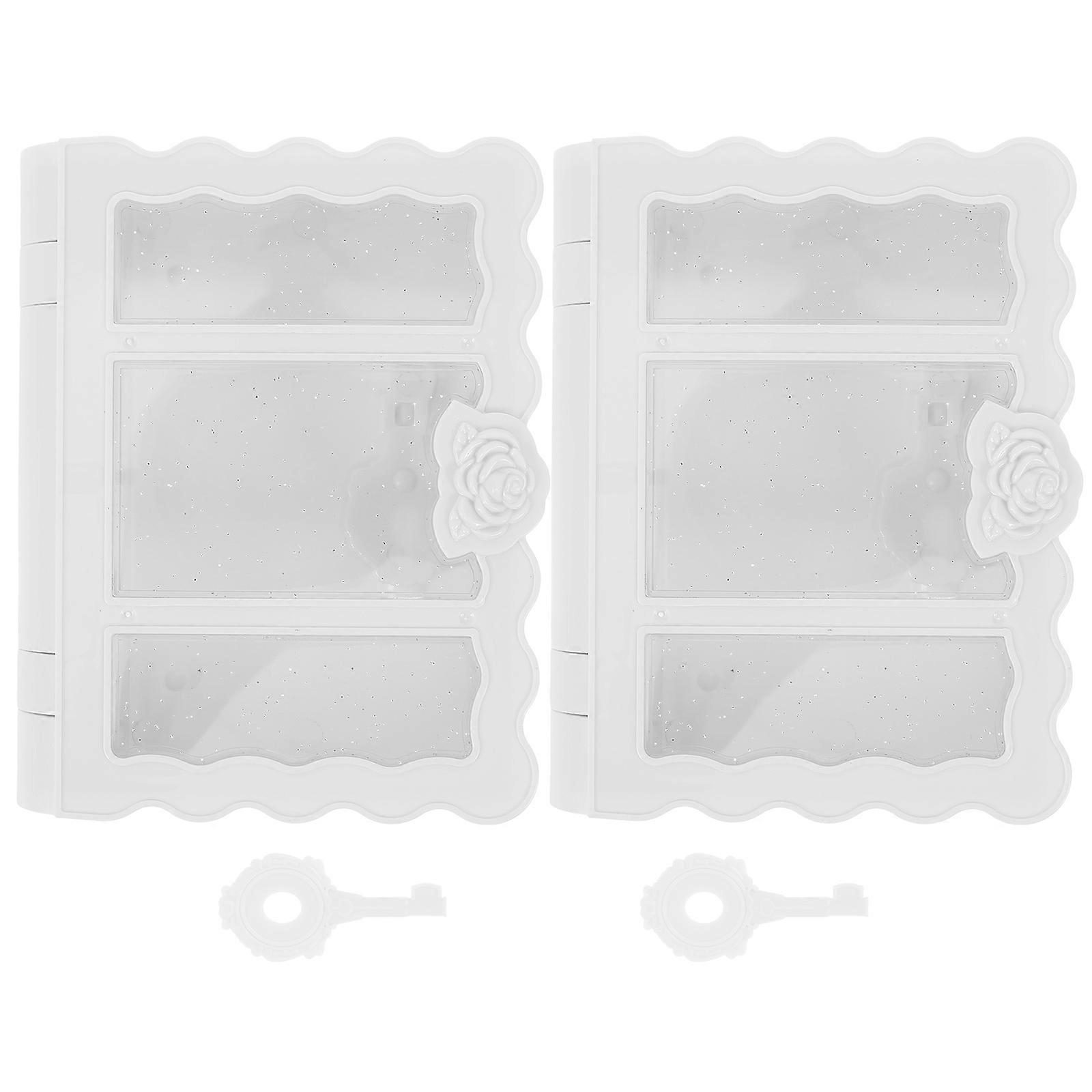 Jewelry Case Plastic Storage Container for Jewelry Use 2Pcs White