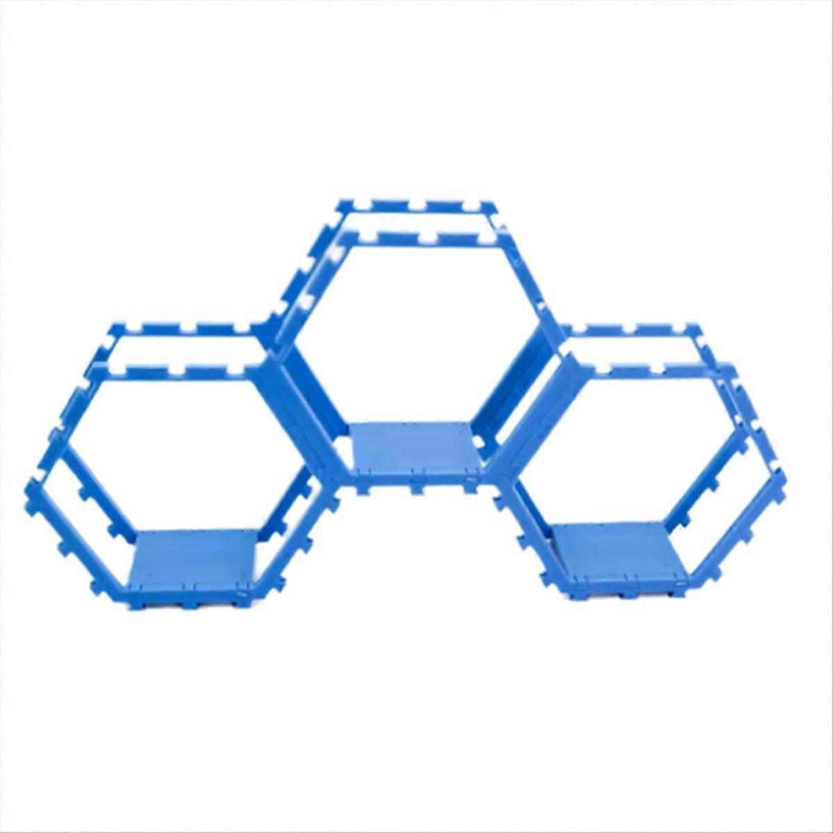 3PCS Hexagonal Toy Showcase Stand Blue