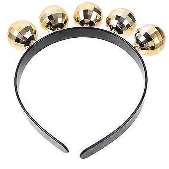 Nyårsfesthårband för kvinnor 16 x 14,8 x 3 cm gyllene håraccessoar discokula 1 set