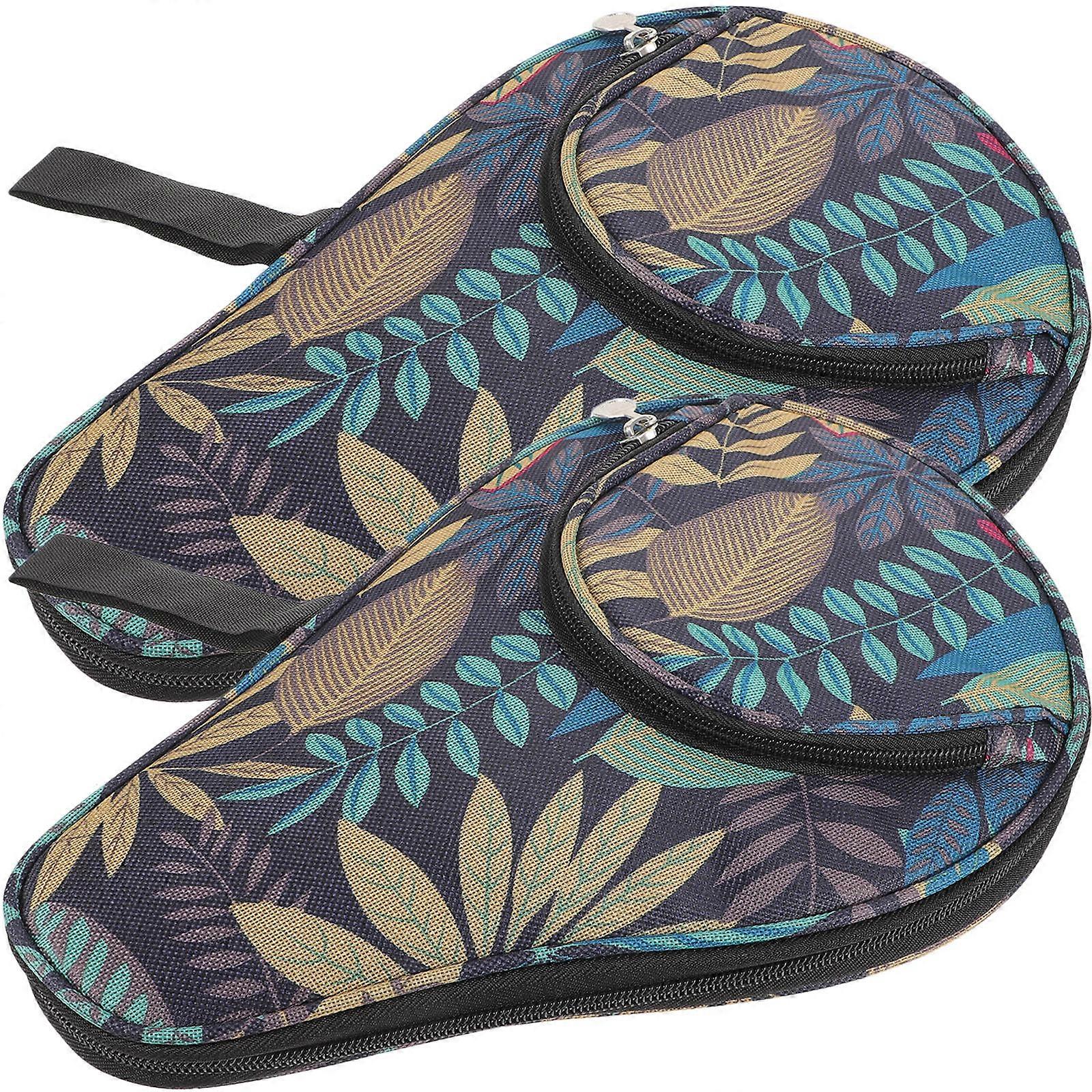 Table Tennis Bat Cover for Storage 1Pair Blue Cloth Racket Case