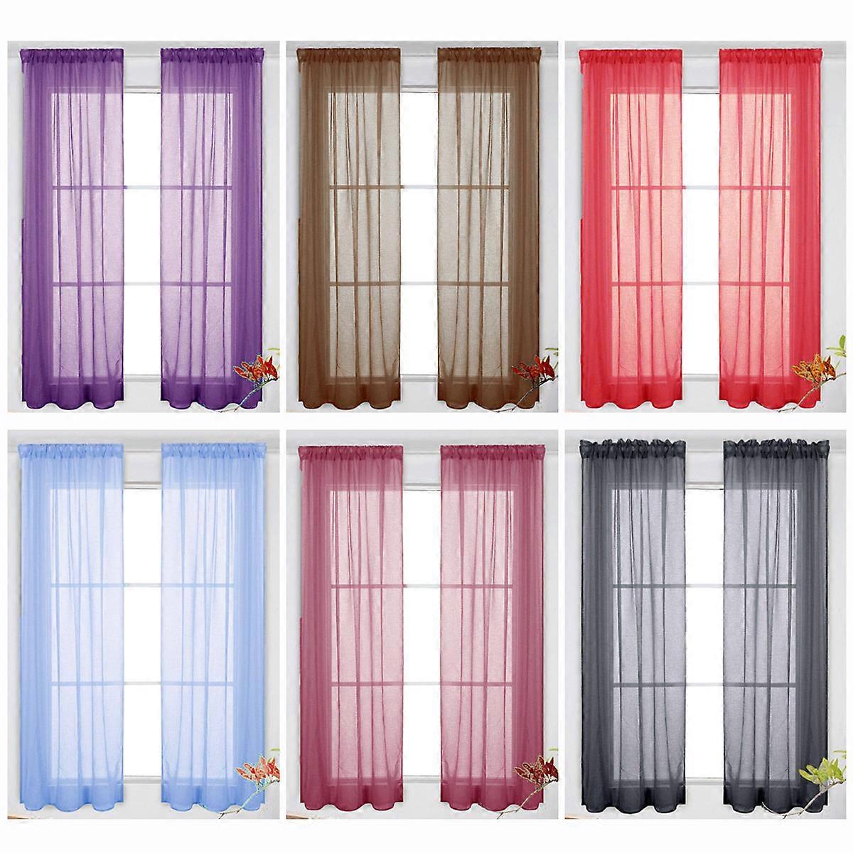 Voile Curtains Window Screen Transparent for Solid Color Curtain