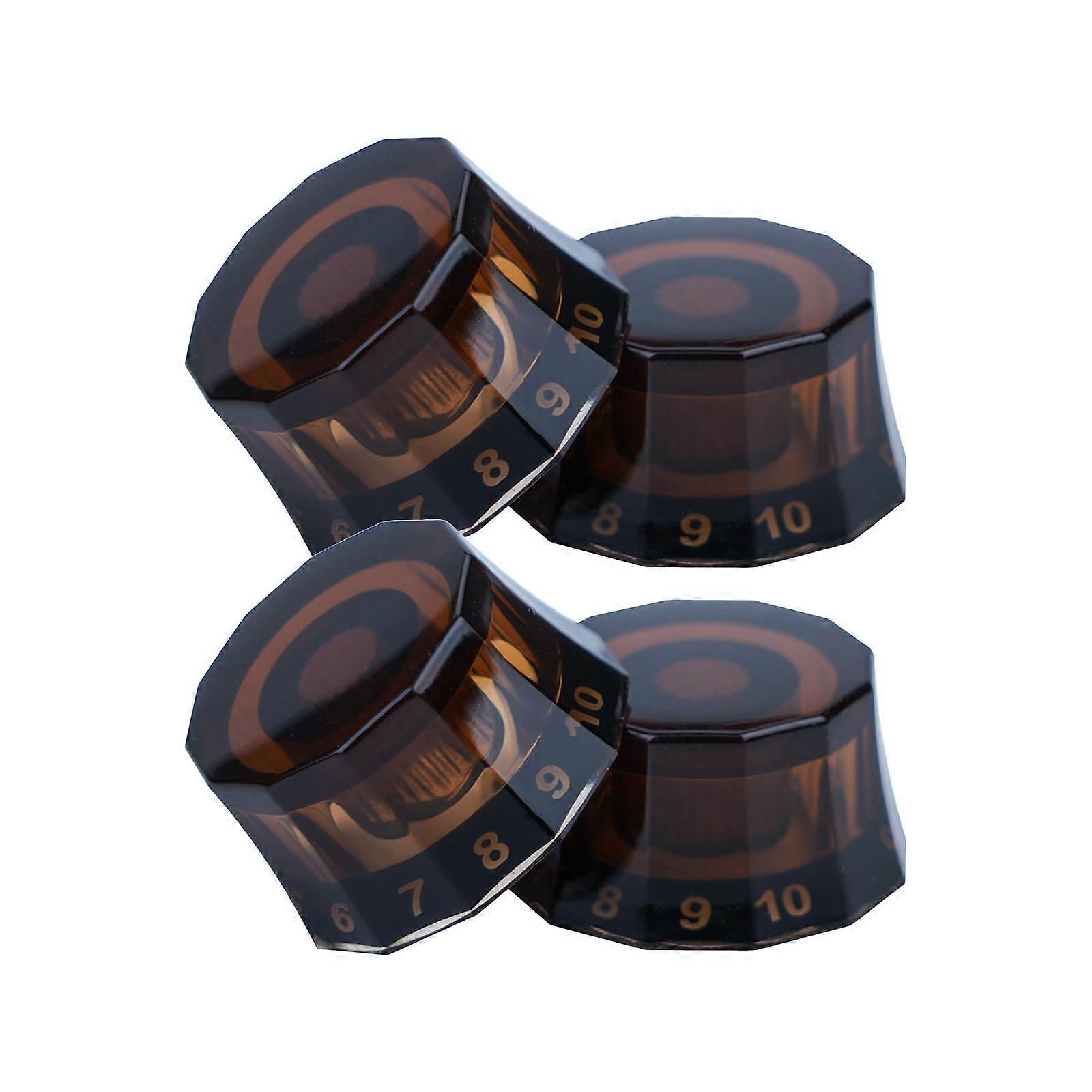 Dark Brown Electric Guitar Knobs 4pcs Acrylic 6mm Speed Volume Tone Control Replacement Set