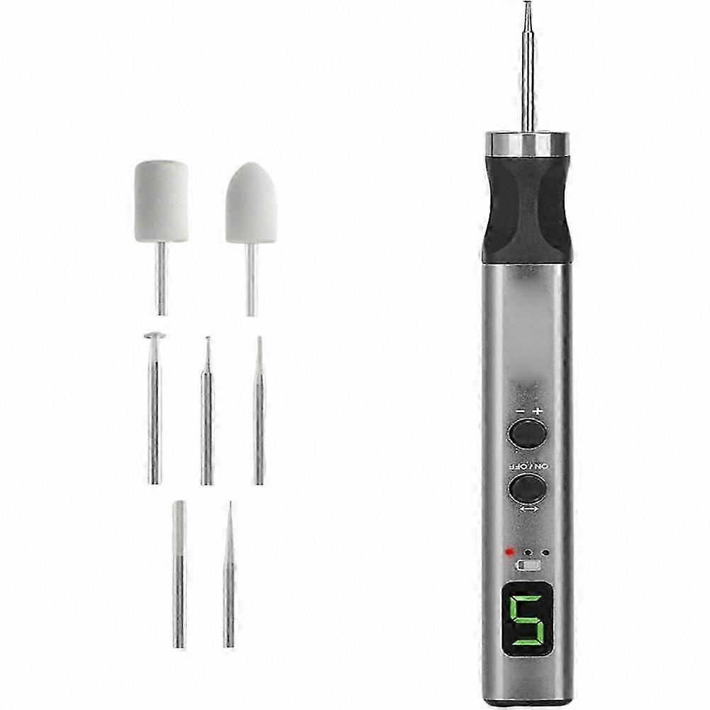 Engraving Pen with 7 Interchangeable Tips, Anti-Slip Grip, Memory Speed Settings for Precision Crafting