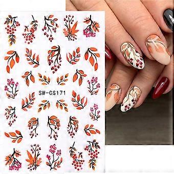 Thanksgiving Nail Stickers Fall Maple Leaf Nail Art Decals Autumn Flower Designs for Women Maple04