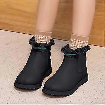 Bottines pour petites filles, bottines tricotées confortables et chaudes, bottes polyvalentes pour l'hiver, modèle Z03 noir, pointure 9,5-10 ans.
