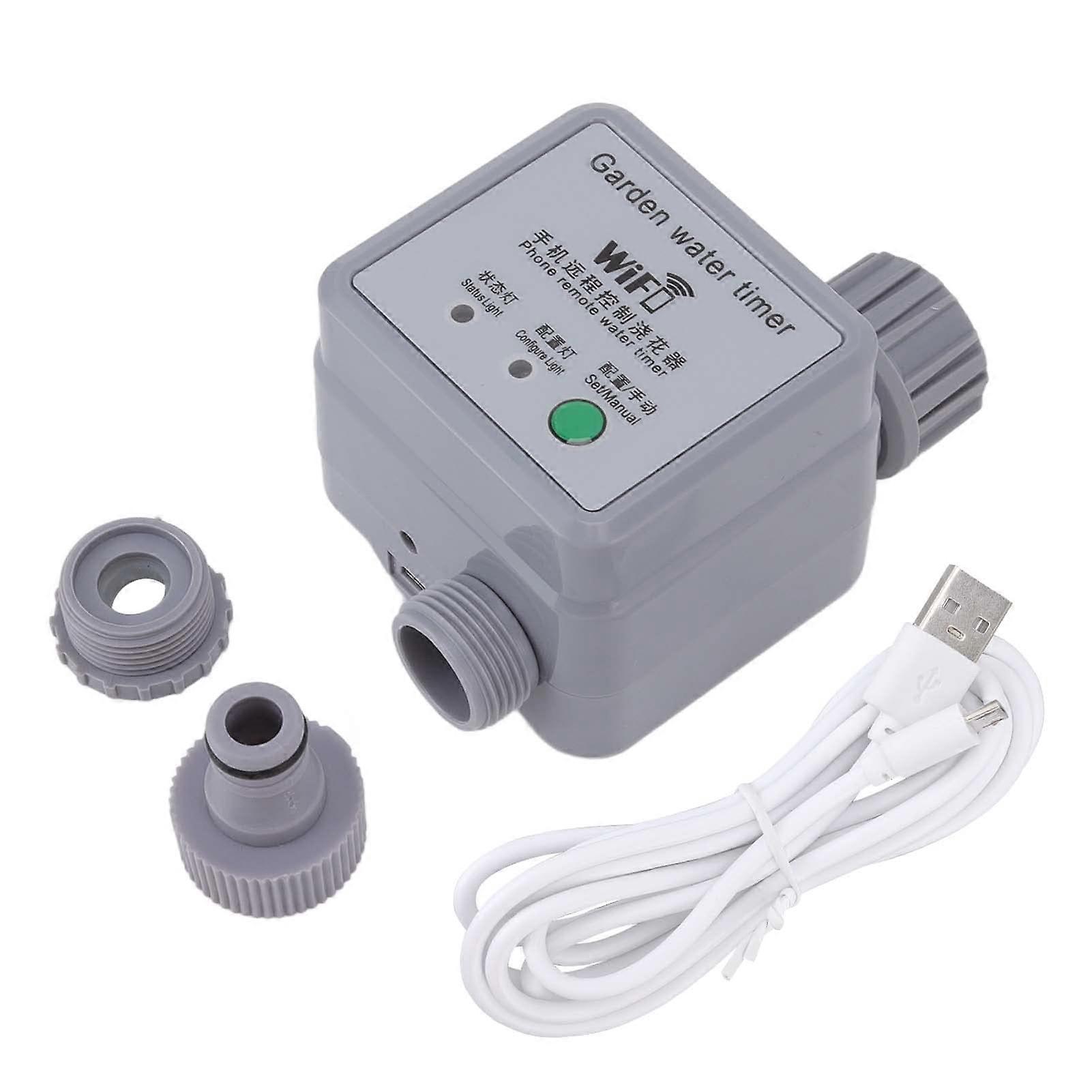 Smart Garden Water Timer with Dual WiFi Bluetooth Control, USB Powered Weatherproof Automatic Irrigation System