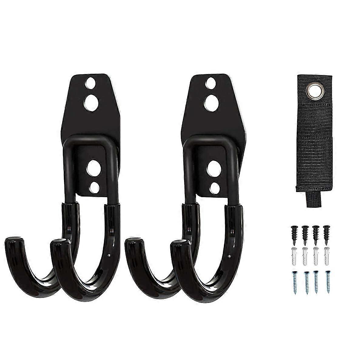 Garage Storage Hooks Heavy Duty Small J Hooks Black 2 Pack Wall Mount for Tools SpaceSaving
