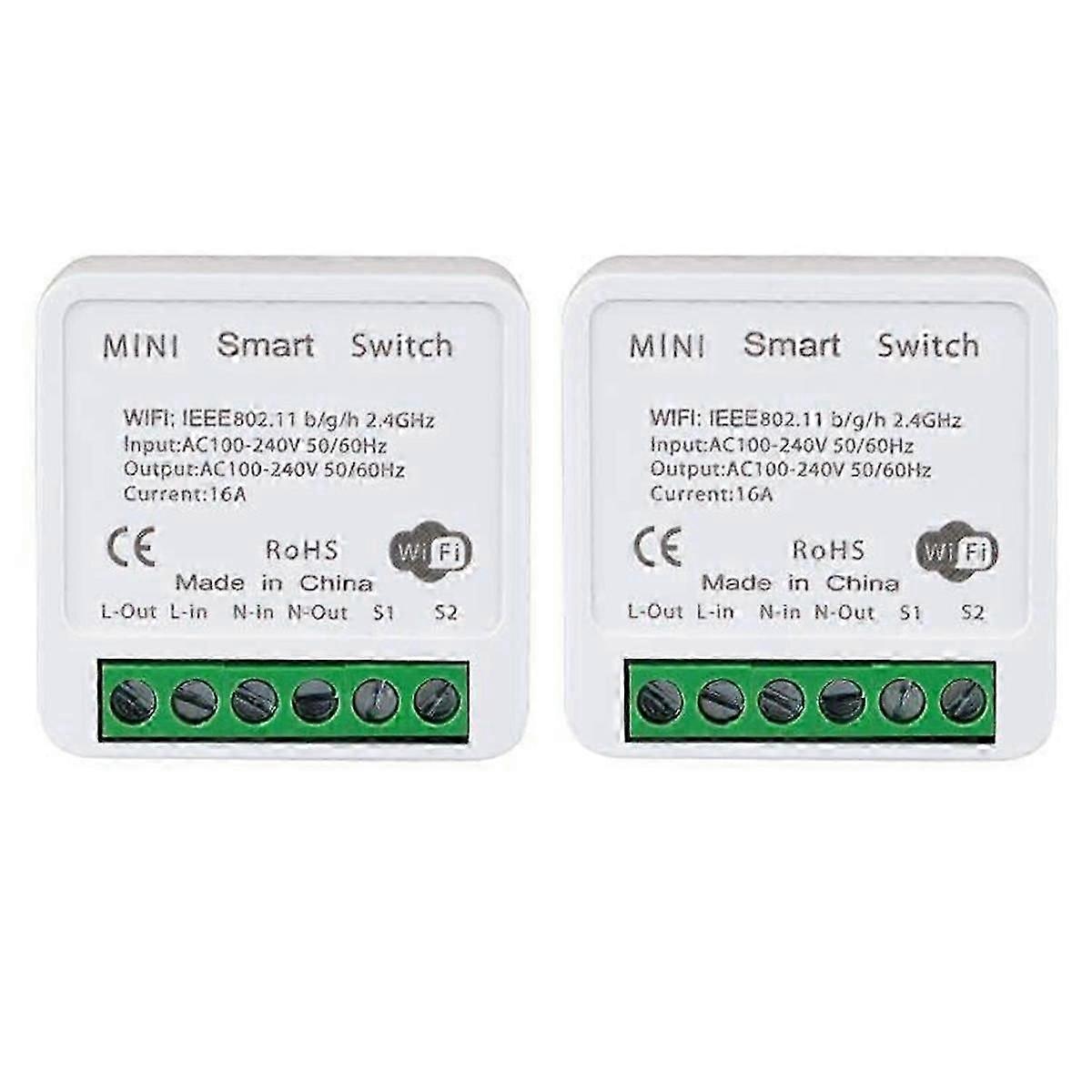 2PCS WiFi Smart Switch Light Switch, APP Remote Control, Voice Control, DIY Mode, Timer Function, LAN Control, 2 Way 16A