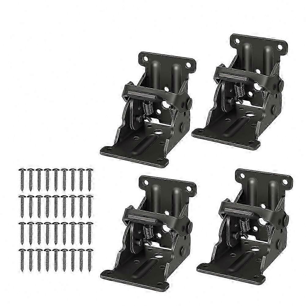 4-Pack Adjustable Bed Brackets with Screws, Folding Support Hinges for Legs, Locking Extension Mechanism