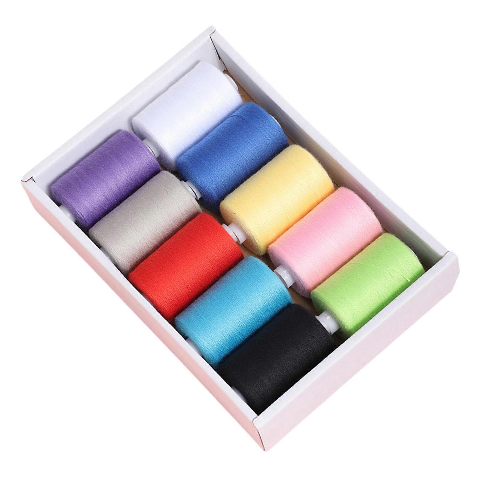 10 Varied Sewing Thread Spools With Wood Bobbins Strong Polyester for Home Tailoring  color