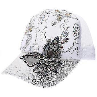 Bling Rhinestone Butterfly Baseball Cap for Dekorasjon Kvinner Justerbar Hatt