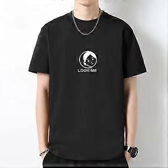 Camiseta de manga corta con cuello redondo para hombre, de algodón mercerizado, corte holgado e informal.
