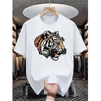 European Size Tiger Print Men's Casual Digital Print T-Shirt, Round Neck, Short Sleeve, Street Hip-Hop Style, Summer European American Fashion Trend