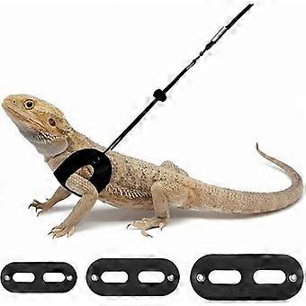 Verstellbares Reptiliengeschirr und Leine aus weichem Leder, 3 Größen S/M/L, bequem und strapazierfähig für Bartagamen, Geckos, Echsen und andere Kleintiere