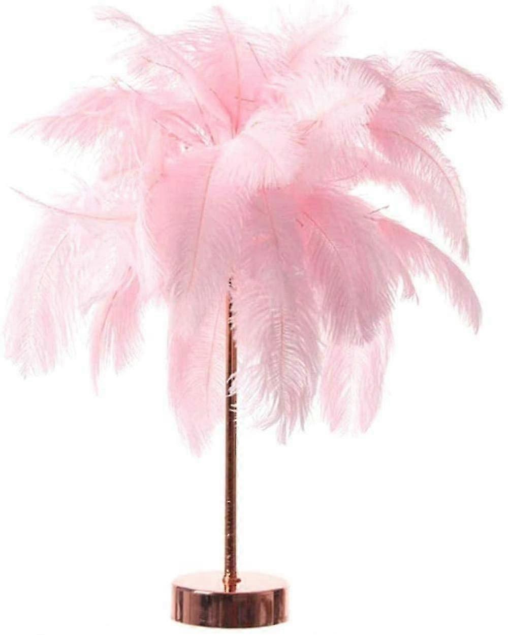 Unique Large Pink Real Feather Decorated Feather Shadow Light