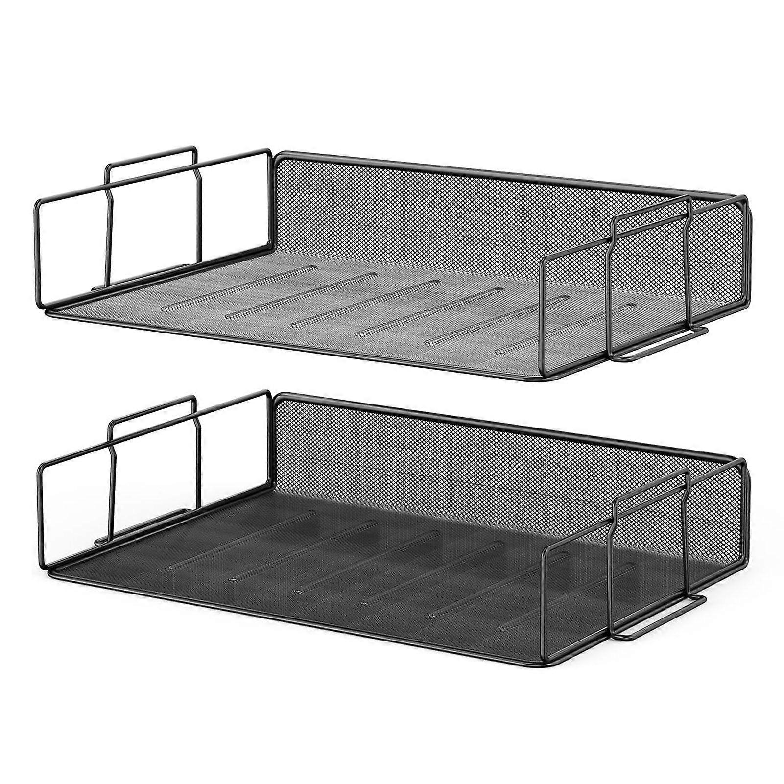 Desktop File Rack Storage Rack Stackable Paper Sorter Desktop File Rack 2 Trays Mesh Metal Structure Envelopes Documents Organizer