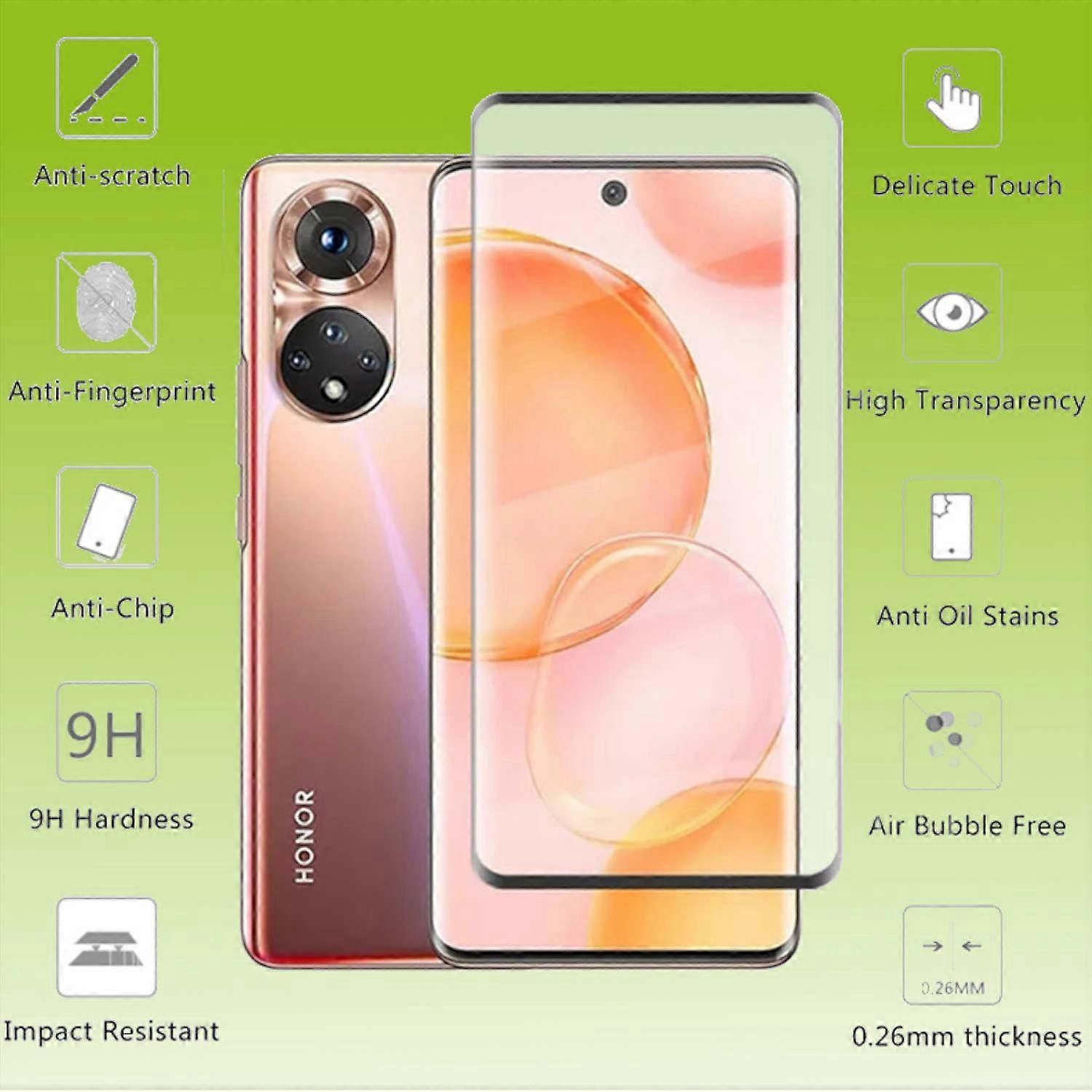 For Honor 50 Pro 4D Display Full H9 Curved Tempered Glass Black Protector New