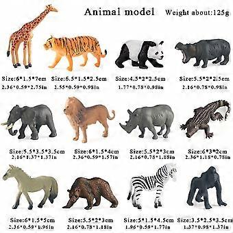 12 Pcs Realistic Wild Animal Model Toy Set, Plastic Figures Including Lion Tiger Elephant Giraffe for Educational Play Holiday Gift