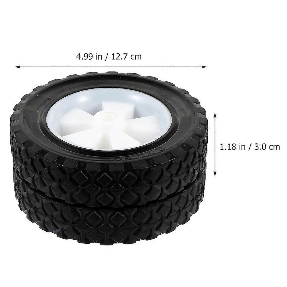 2pcs Solid Lawn Mower Wheels Gardening Machine Replacement Rubber Wheels Trolley Wheels