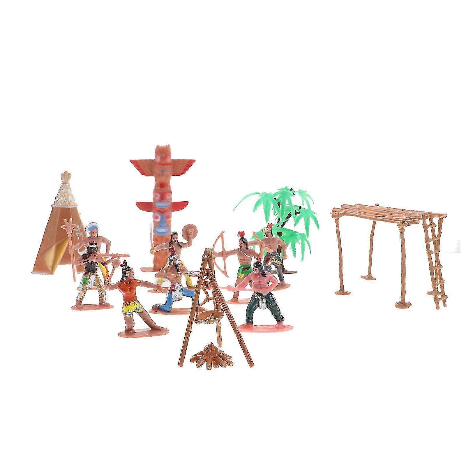 1 Set Simulation Primitive Tribe Models Human Figurines Scenes Layout Props