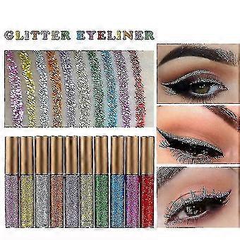 10 Colors Liquid Glitter Eyeliner, Shimmer Waterproof Highly Pigmented Long-Lasting Eye Makeup for Party Wedding