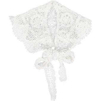 White Crochet Flower Scarf Knit Bandanas Hair Coverings Vintage Daisy Pattern Lace Up Design Shawls False Collars Head Wraps Scarves