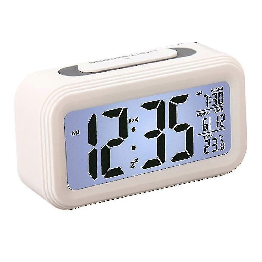 LCD Digital Electronic Clock with Large Display Backlight Calendar Temperature Night Sensitivity