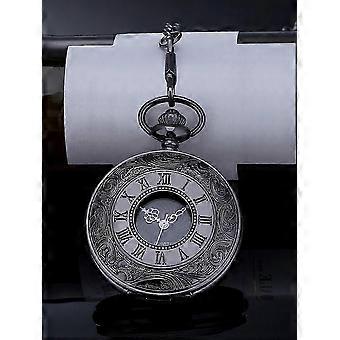 Vintage Quarz-Taschenuhr mit römischen Ziffern und Kette