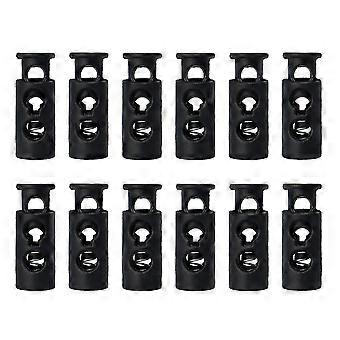 12pcs Federschnur Schlösser Kunststoff Ende Stopper Doppelloch Kniehebel Verschluss Seilende für Zugbänder, Schnürsenkel