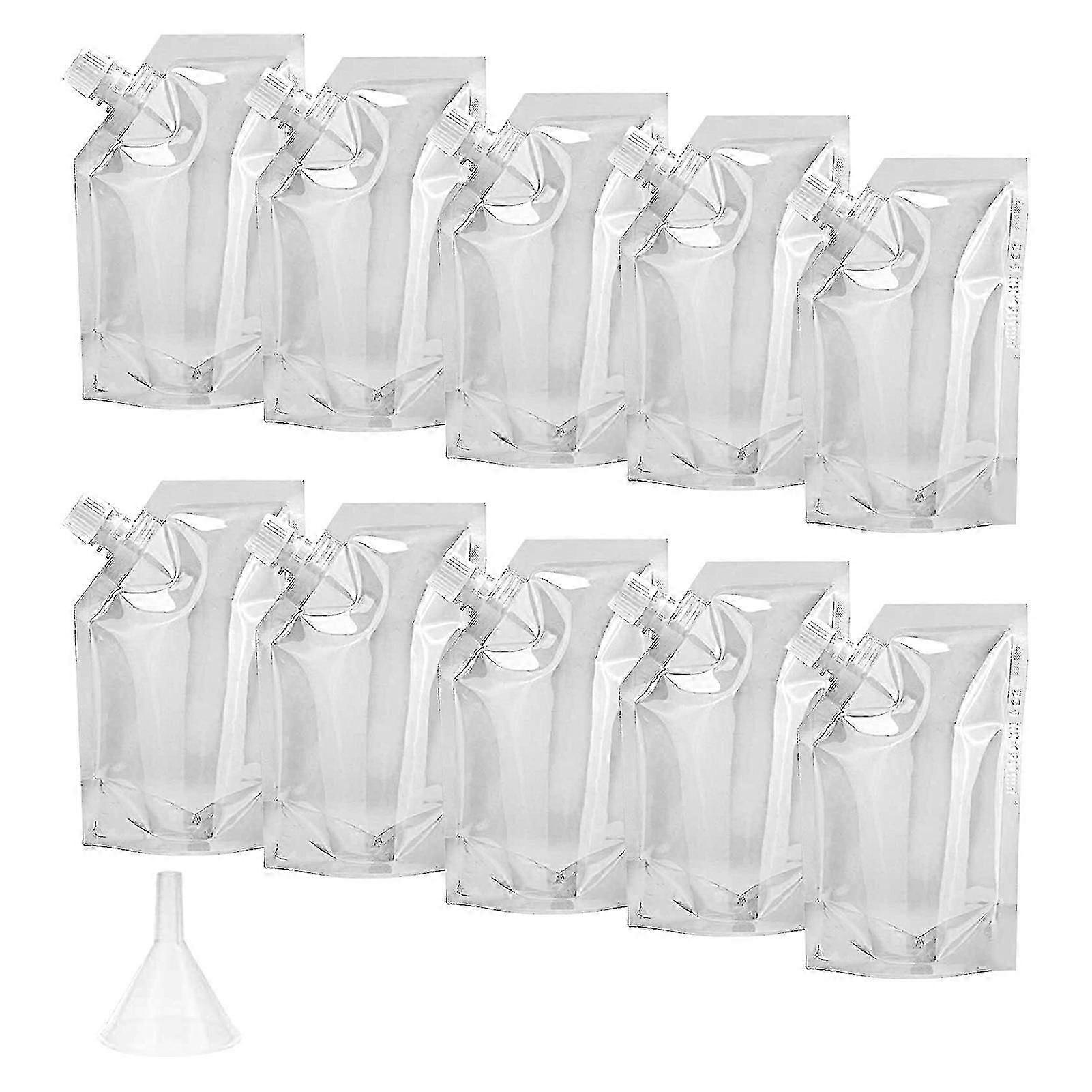 Farfi 1 Set 350ml/500ml/200ml/100ml/1000ml Liquor Pouch Food Grade Transparent Pet Sneak Alcohol Flask Hide Drinking Bag With Funnel Kitchen Tools