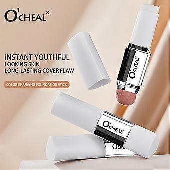OCHEAL Color Changing Foundation Stick with Brush, Dual-Head Concealer Stick, Lightweight Natural Coverage, Long-Lasting Breathable Formula