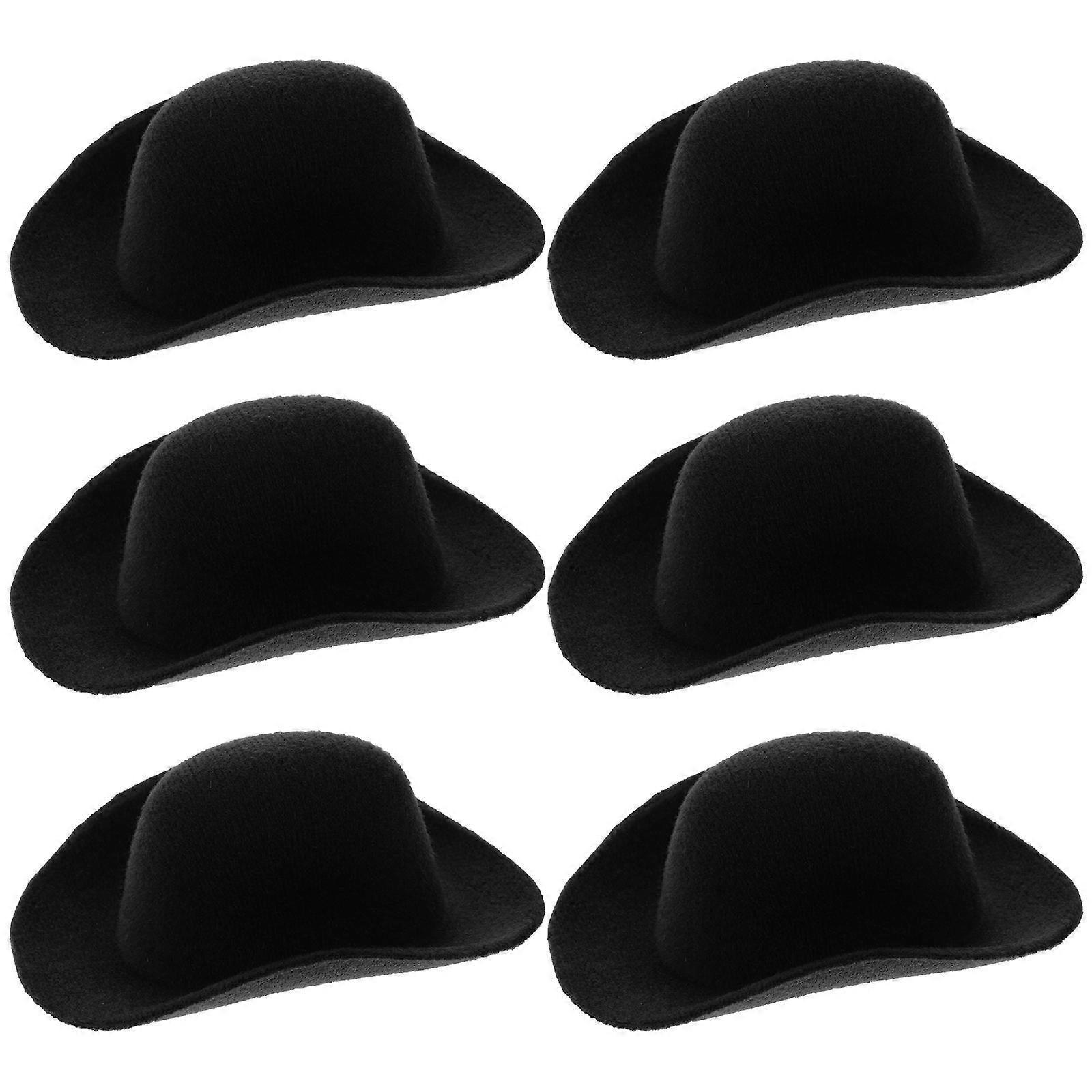 Tiny Hat Cowboy Hat for Decor 6Pcs Black Cloth