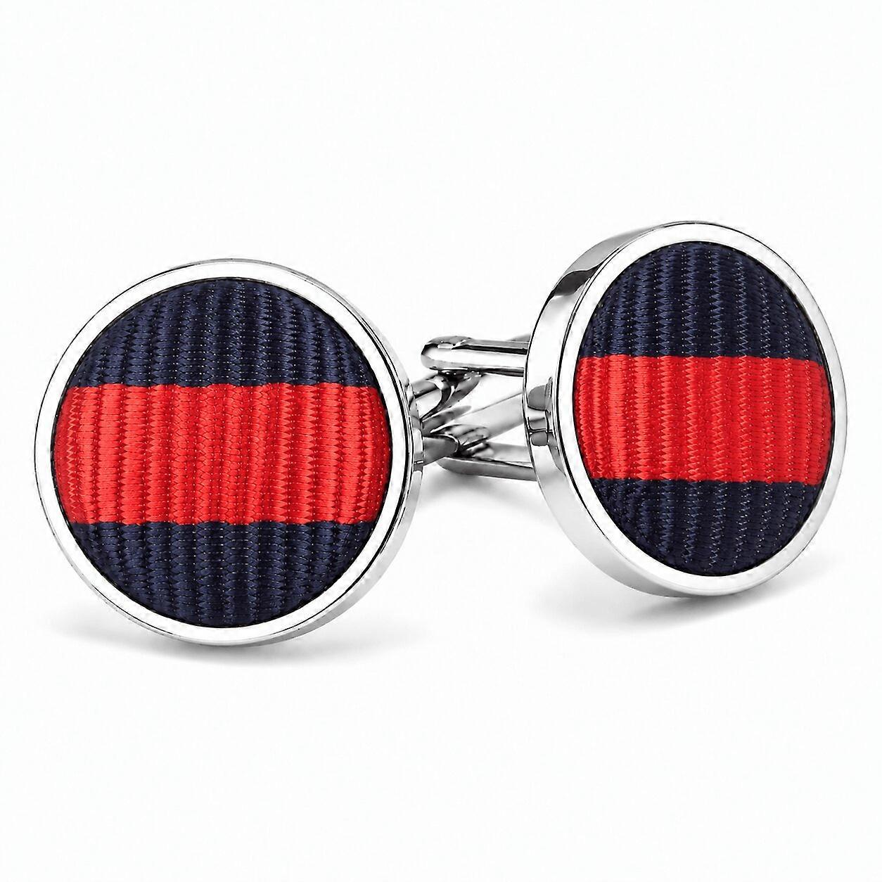 Red And Navy Blue Thin Stripe Cufflinks