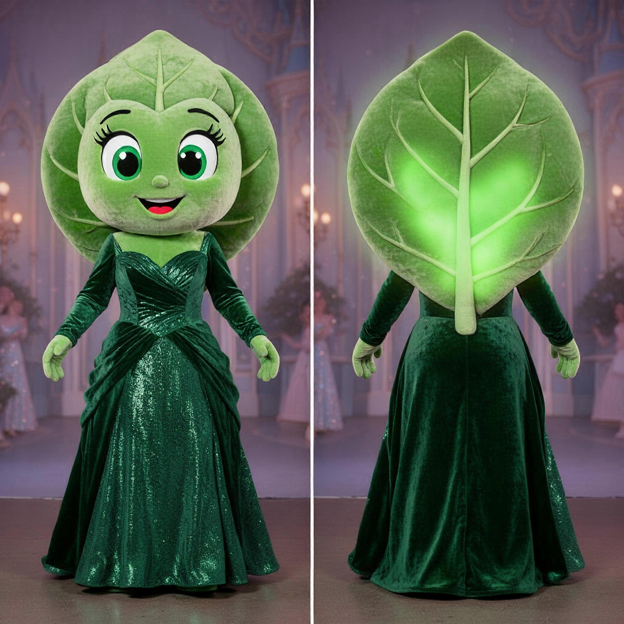 MASTICOT Emerald Green Broad Shouldered Cabbage Leaf Mascot