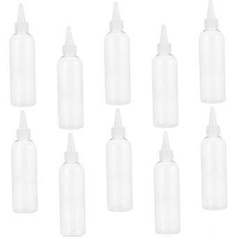 10pcs Disposable Bottles Set 200ml Pointed Mouth Bottles for Sauce and Ketchup Dispenser Lightweight Portable Squeeze Narrow Mouth with Lids for Haird