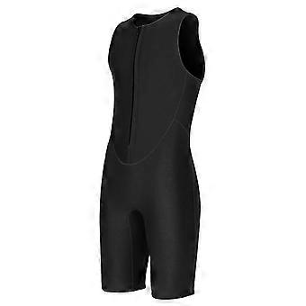 2MM Short Sleeveless Wetsuit Front Zip Diving Suit for Men Swimming Snorkeling Surfing Water Sports Black L