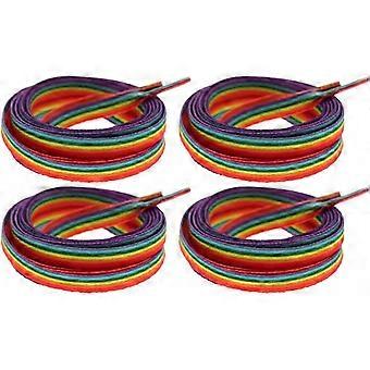Dual Length Options & Rainbow Hue: 2 Pair 160cm + 140cm Polyester Shoelaces for Adult Sneakers, High-Top & Low-Top Shoes
