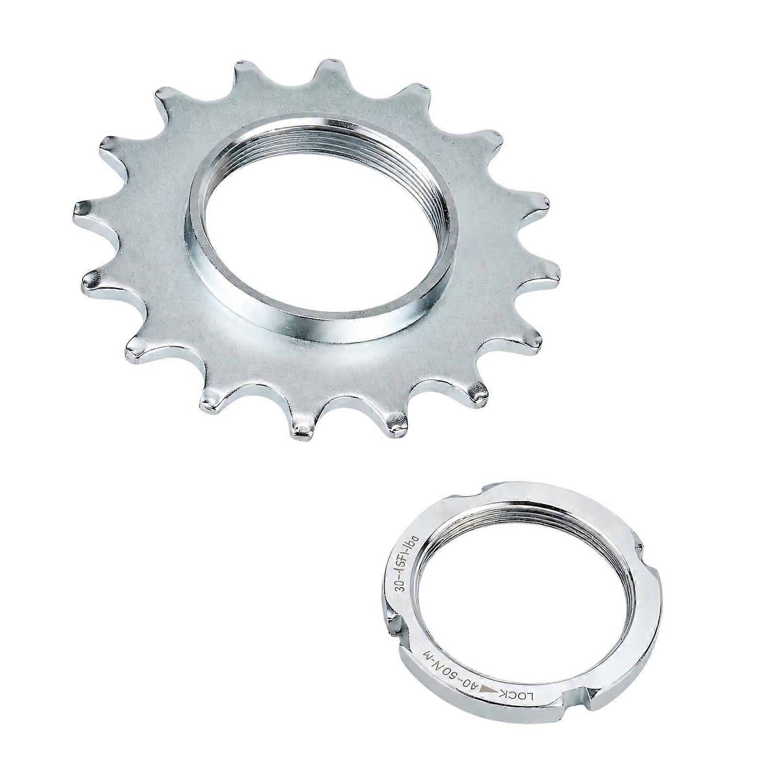 Threaded Bicycles Cogs and Lockring Set, Silver-Tone Carbon Steel Component for Shabby Cogs Replacement and Conversion Multicolor