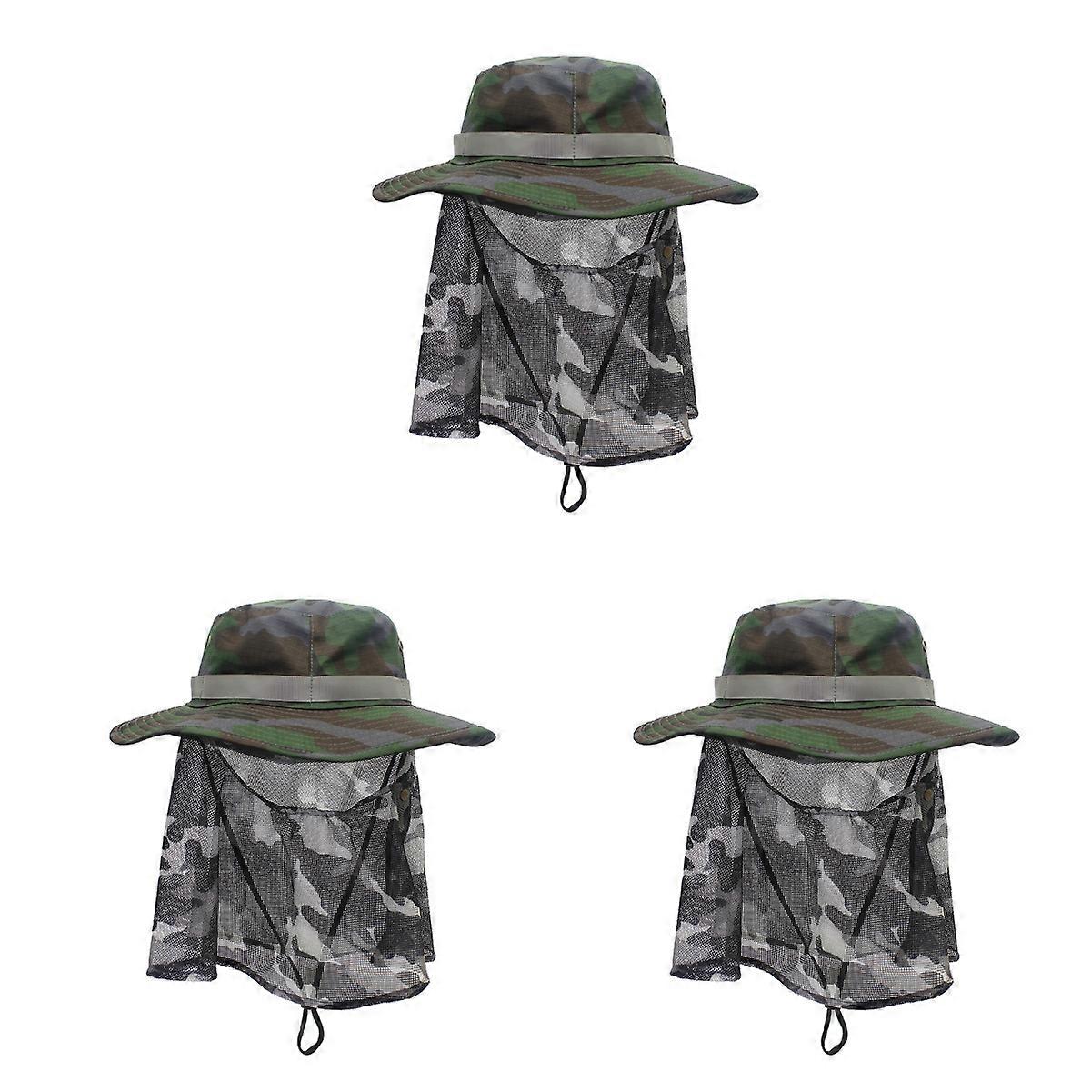 3Pcs Camouflage Caps for Fishing Use with Function
