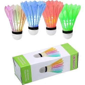 For Outdoor & Indoor Sports, LED Badminton Shuttlecocks – Glow-in-the-Dark Feather Birdies with Integrated Lighting (4 Pack)