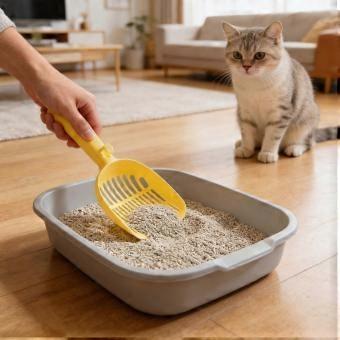 Cat Litter Shovel Multi-Size Hole Cleaning Tool - Durable Plastic Scoop for Easy Cat Litter Cleaning, Gray, 1 Pack fyt