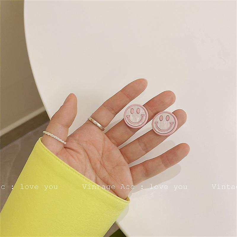 Retro Geometry Smiling Face Earrings Korean Version Color Versatile Smiling Face Earrings Girl Candy Smiling Face Earrings