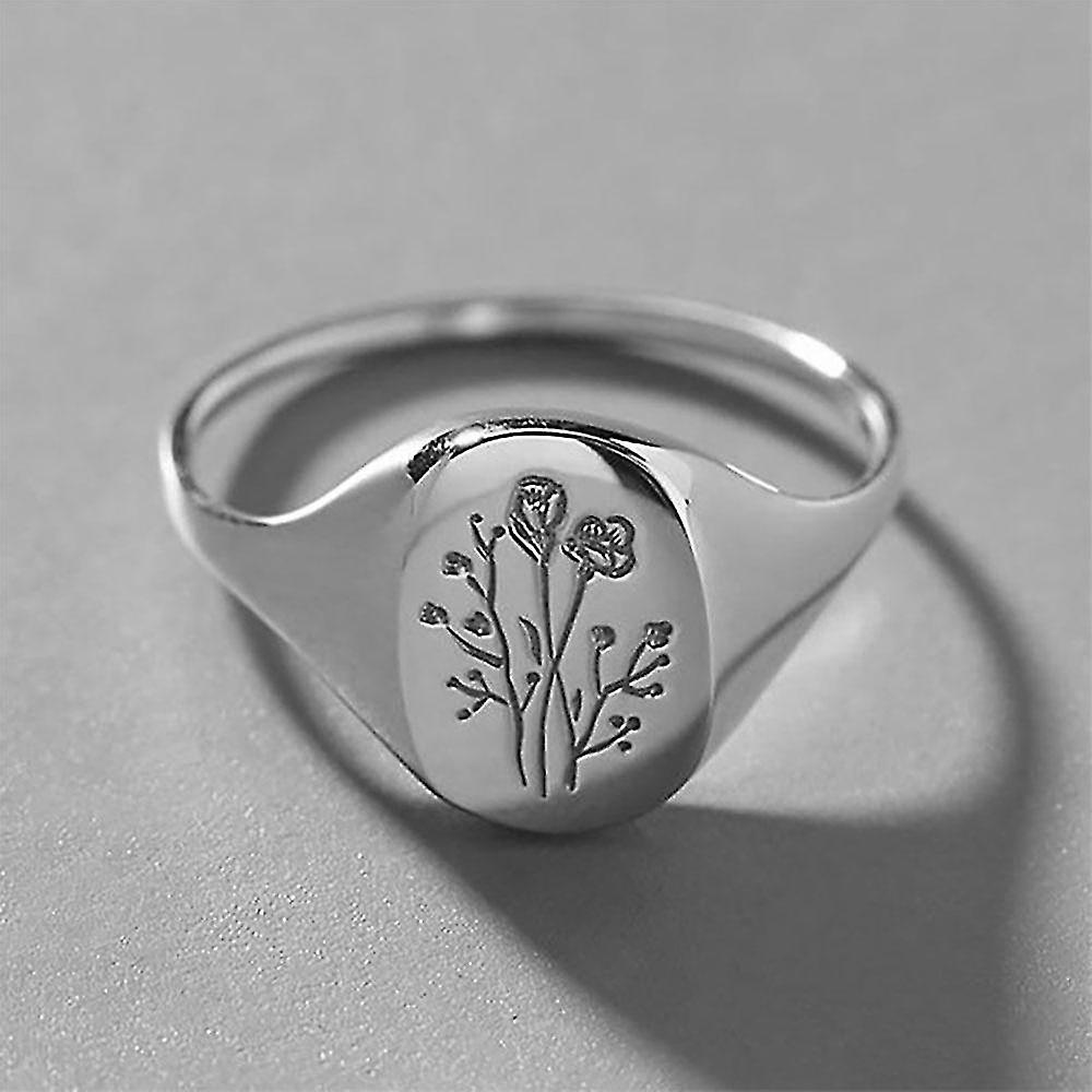 Delicate Oval Wildflowers, Exquisite Print Pattern Ring