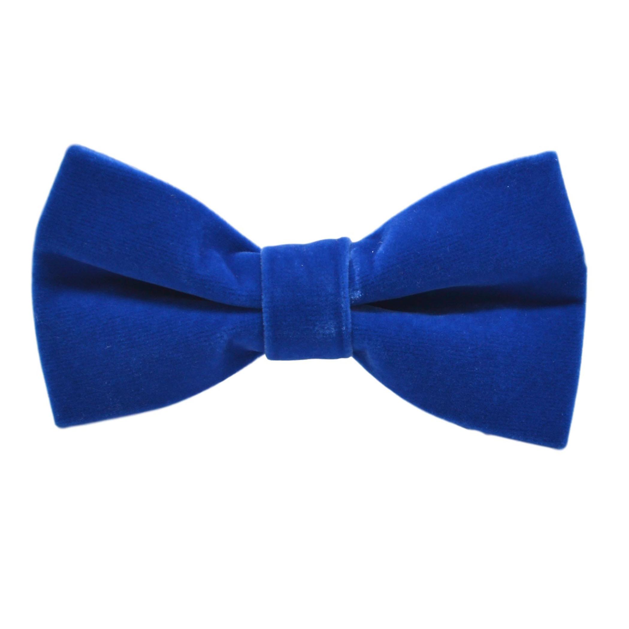 Royal Blue Velvet Bow Tie &amp; Pocket Square Set