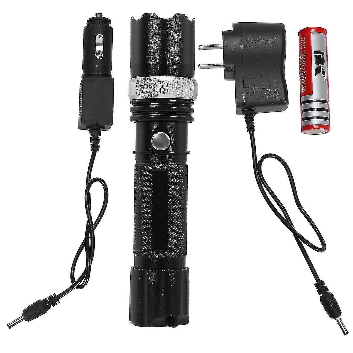 1 Set Multifunctional Zoom Flashlight Set Waterproof Mini Flashlight (black)