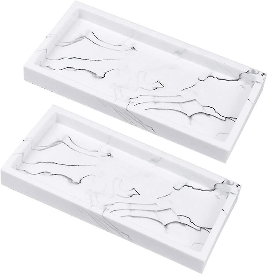 2 Pcs Resin Tray Bathroom Tray Organizer Rectangular Resin Tray Plate