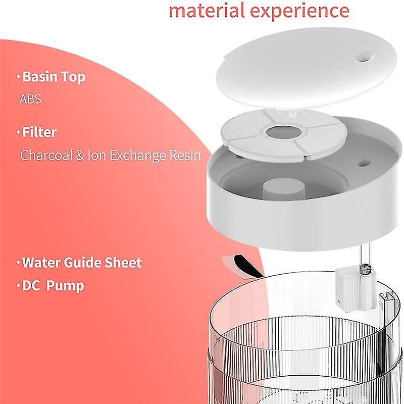 Fontana d'acqua automatica, 2,5 l / 84 once Distributore d'acqua per animali domestici silenzioso ultra-silenzioso al coperto, livello dell'acqua visibile